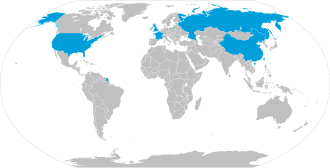 Representación gráfica de los miembros permanentes del Consejo de Seguridad de las Naciones Unidas