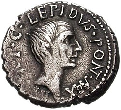 Moneda con la efigie de Lépido, hijo de Marco Emilio.