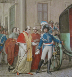 Ilustración del arresto de Pío VII en el Quirinal