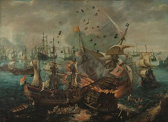 Representación artística histórica de la Batalla de Gibraltar