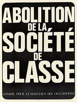 Cartel de mayo del 68 con la consigna Abolición de la sociedad de clases