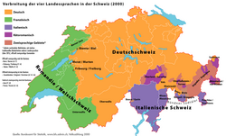 Mapa de zonificación lingüística de Suiza