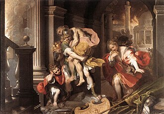Pintura de Federico Barocci representando a Eneas escapando de Troya