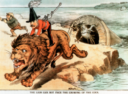 Caricatura estadounidense de 1885 sobre los temores de invasión militar