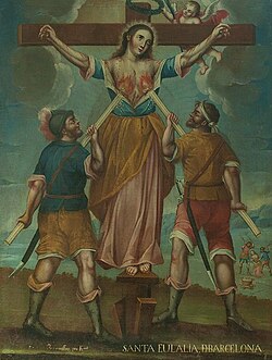 Representación artística del martirio de Santa Eulalia de Barcelona
