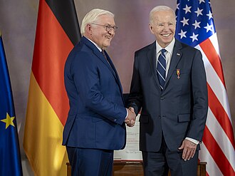 Frank-Walter Steinmeier reunido con Joe Biden en Berlín.