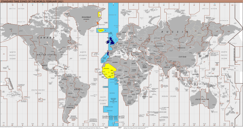 Mapa conceptual del huso horario UTC+0