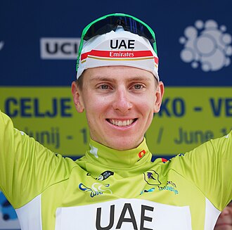 Tadej Pogačar en una carrera