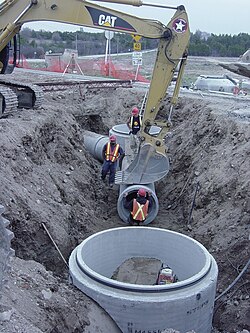Instalación de alcantarillado pluvial de hormigón
