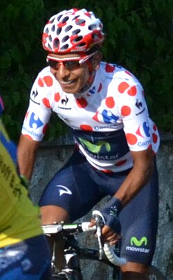 Nairo Quintana compitiendo en la última etapa del Tour de Francia 2013