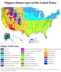 Clasificación climática de Köppen en Estados Unidos