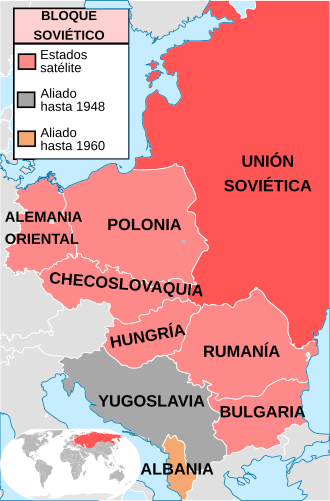 Mapa de los países del bloque del Este en Europa