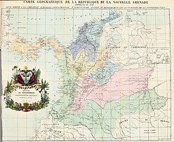 Mapa de la Confederación Granadina en 1858