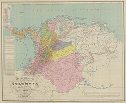 Mapa de los Estados Unidos de Colombia
