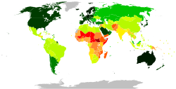 Mapa mundial del IDH según datos del PNUD