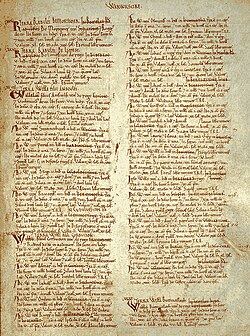 Página manuscrita del Libro Domesday correspondiente a Warwickshire.