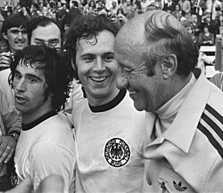 Beckenbauer con Gerd Müller y Helmut Schön