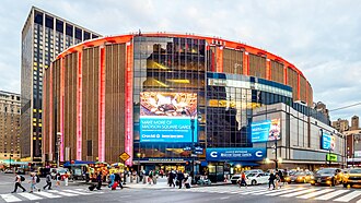 Fachada y vista exterior del Madison Square Garden en Nueva York.