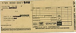 Recibo de transacción física de 1997