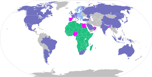 Mapa mundial destacando la distribución de los países miembros del G-20.