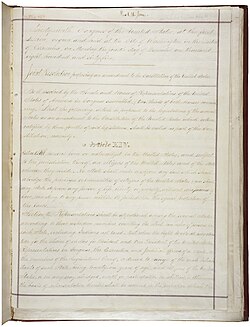 Primera página del documento oficial de la Decimocuarta Enmienda