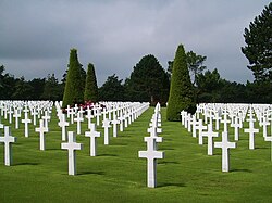 Vista del Cementerio Estadounidense de Normandía, ubicado cerca de Colleville-sur-Mer en Francia.