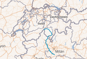 Mapa cartográfico de la cuenca del río Tesino.