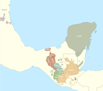 Distribución geográfica de las lenguas mayenses y hablantes de quiché