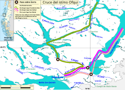 Esquema de cruce del istmo de Ofqui