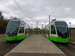 Dos unidades de la Serie 600 de Euskotren Tranbia en Vitoria