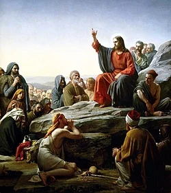 Pintura al óleo de Carl Heinrich Bloch representando El Sermón del monte