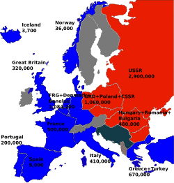 Mapa de los miembros de la OTAN y del Pacto de Varsovia en 1983