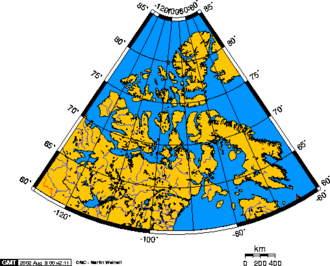 Vista general del mapa del territorio canadiense