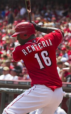 Édgar Rentería en su última temporada con los Rojos de Cincinnati