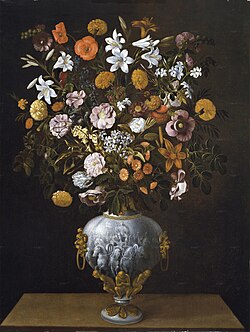 Florero con cuadriga vista de frente, por Tomás Yepes, 1643, óleo sobre lienzo