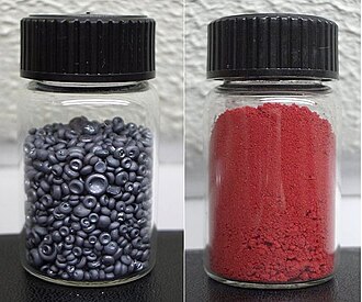 Alótropos de selenio gris metálico y rojo