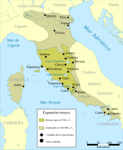 Extensión de la dodecápolis etrusca