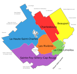 Mapa de los distritos de Quebec
