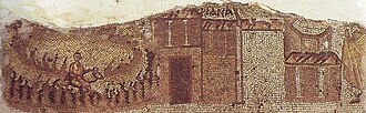 Mosaico que reproduce el Palacio Imperial y la catedral de Antioquía.