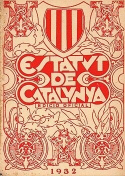 Portada del Estatuto de Autonomía de Cataluña