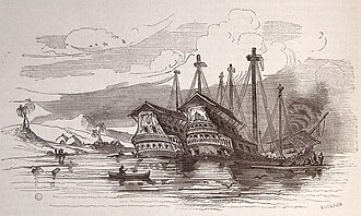Barcos de Colón encallados en la costa de Jamaica en 1503