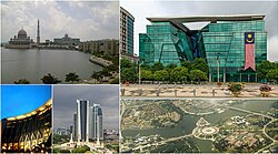 Vista general de Putrajaya y sus complejos gubernamentales