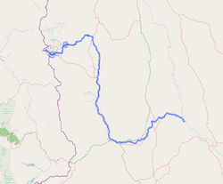 Representación cartográfica del curso del Río Agrio
