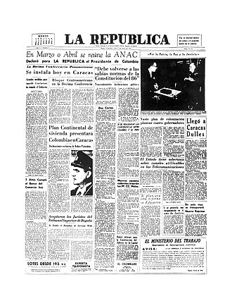 Cabecera e información general del diario La República en Colombia