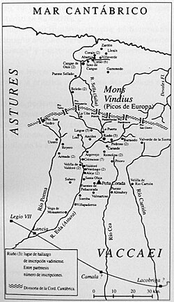 Localizaciones de las lápidas funerarias vadinienses