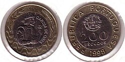 Representación de la moneda de escudo portugués