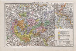 Mapa histórico de los estados de Turingia en 1890