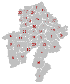 Mapa de los municipios de la provincia de Namur