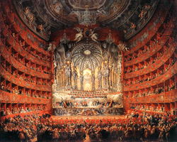 Ilustración del Teatro Argentina en Roma