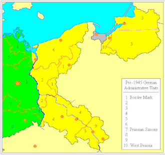 Mapa que ilustra la Línea Oder-Neisse como nueva frontera oriental.